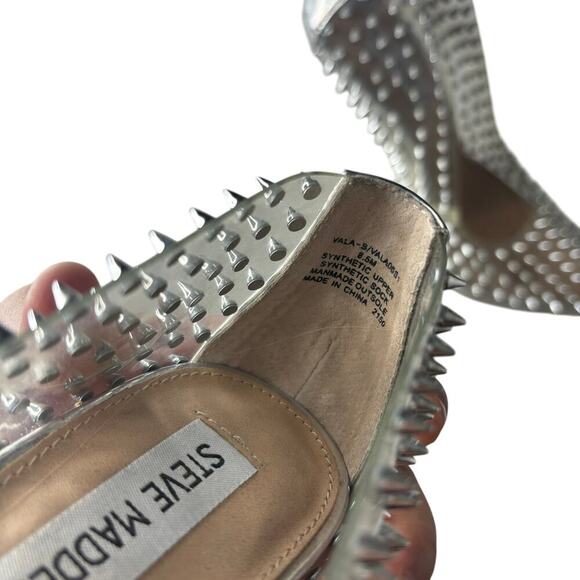 Steve Madden Vala Spiked Pumps Silver / Clear Size 8.5 - Picture 7 of 7
